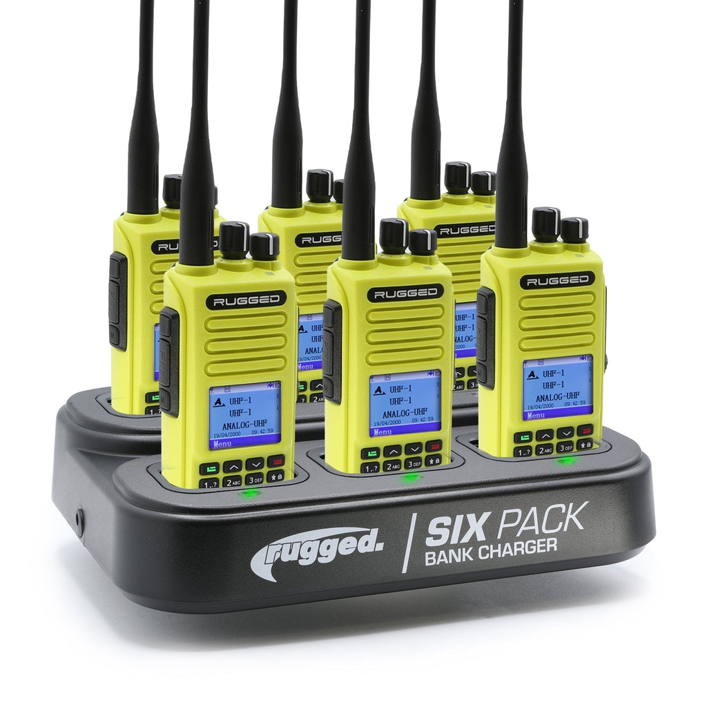 6 PACK - Choose Your Business Band Two Way Handheld Radio - RDH-X - Safety Yellow