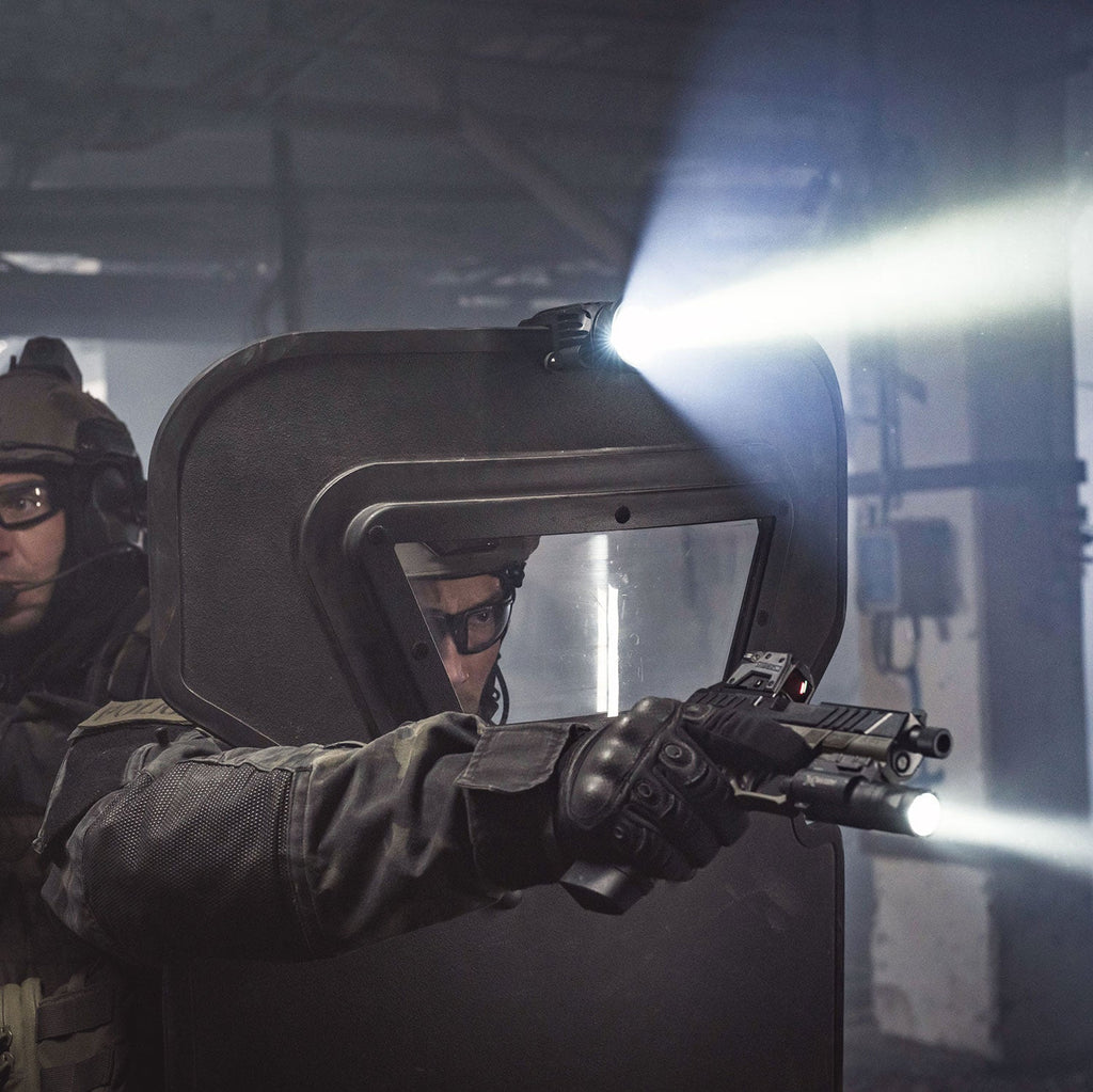 Ballistic Shield Light | 1,500 Lumen Tactical Light | Dual Fuel Power for Shield Operations