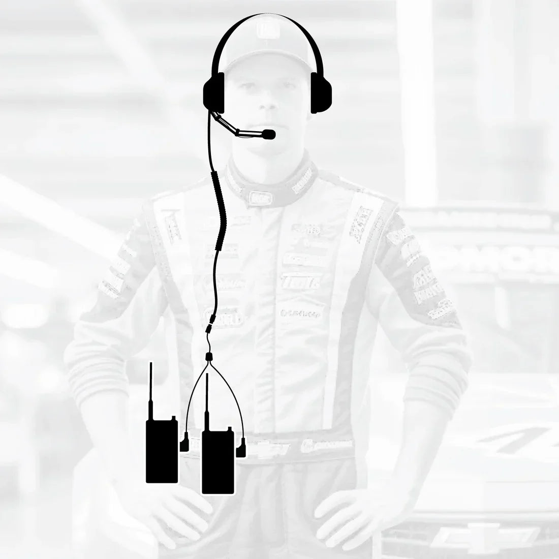 Crew Chief - H42 Spotter Headset and Rugged Handheld Radio Package - Single Radio with Nitro Bee X / RDH Digital UHF Radio / Safety Yellow