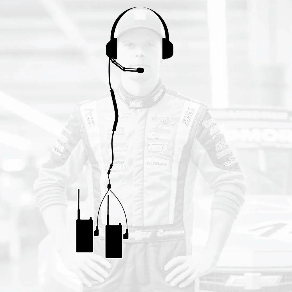 Crew Chief - H42 Spotter Headset and Rugged Handheld Radio Package - Single Radio / RDH Digital UHF Radio / Black