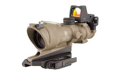 Trijicon ACOG ECOS |  4X32mm Dual Illuminated Green Crosshair 5.56 Reticle |  Backup Iron Sights |  Quick Release Mount |  LED 3.25 MOA Red Dot RMR Type 2 |  Cerakote Flat Dark Earth Finish