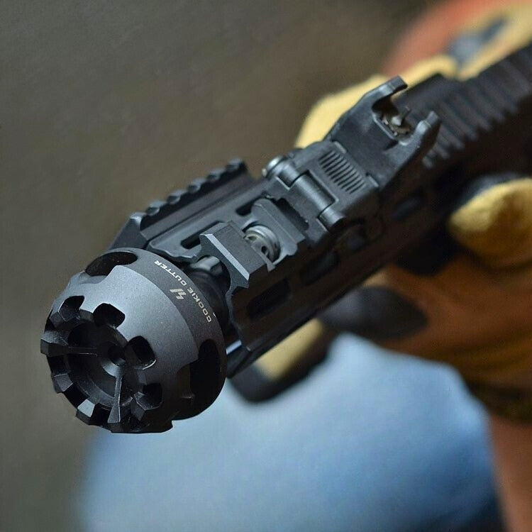Cookie Cutter Muzzle Brake | Single Chamber Design to Eliminate Recoil Force | For AR/ AK pistols