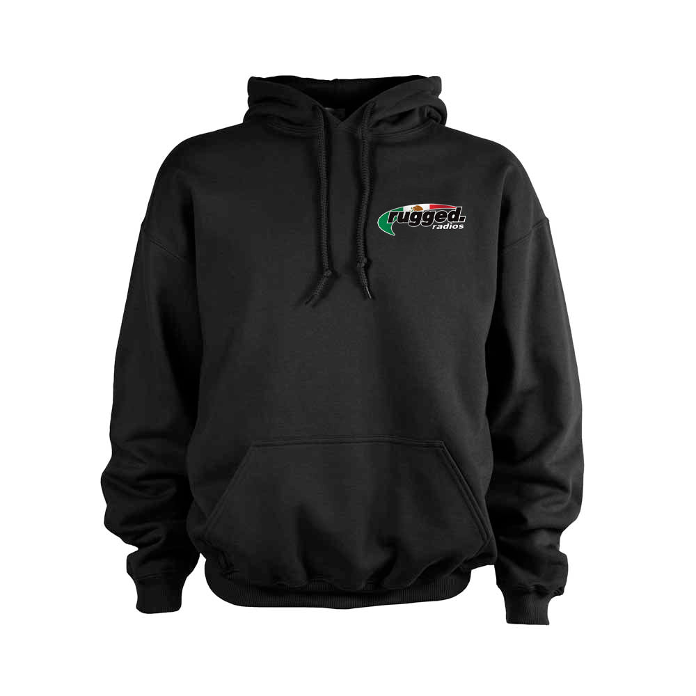 Rugged Radios MEXICAN FLAG Pullover Hoodie - Black - LG