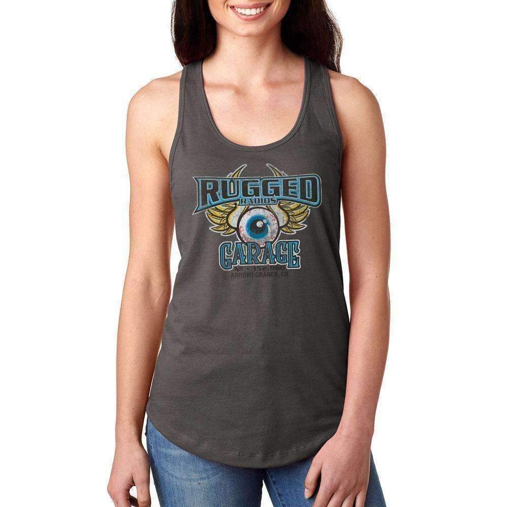 Rugged Radios GARAGE Ladies Racerback Tank Top - Grey